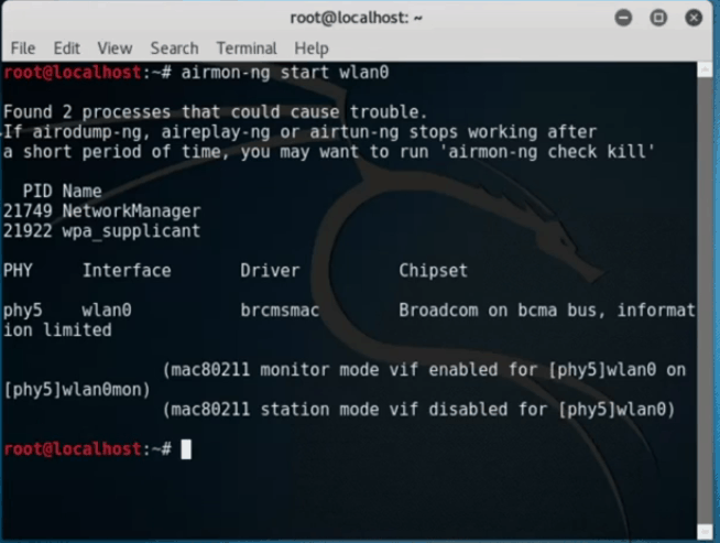 Как включить wifi kali linux после airmon ng