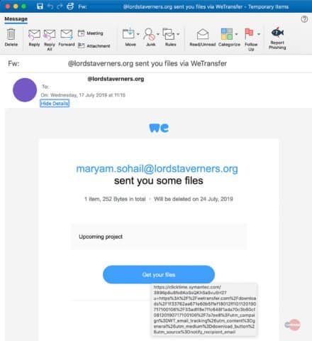 Phishing campaign by way of WeTransfer alerts Email Gateways   Cybers Guards - 17