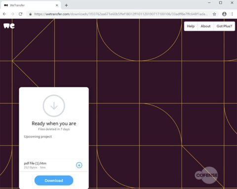WeTransfer hosting page