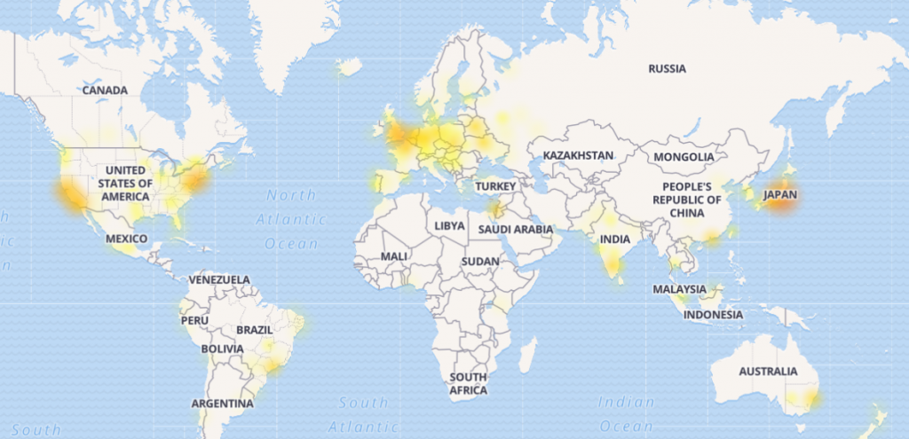 GitHub outage map