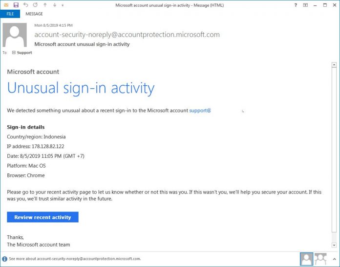 Beware of Fake Microsoft Account Unusual Sign-in Activity Emails ...