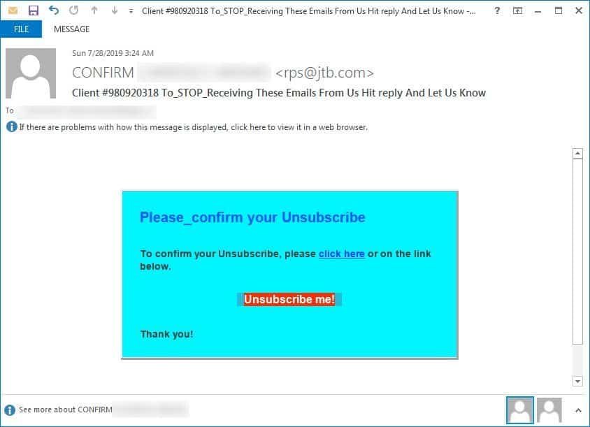 Beware of e mail requesting  Confirm your unsubscribe    Cybers Guards - 3