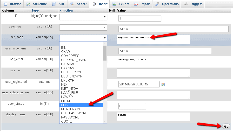 Resetting Your WordPress Password in the SQL Database Php myadmin   Cybers Guards - 44