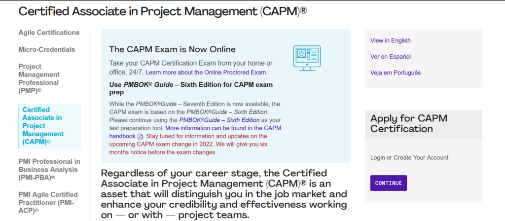 Certified Associate in Project Management (CAPM)