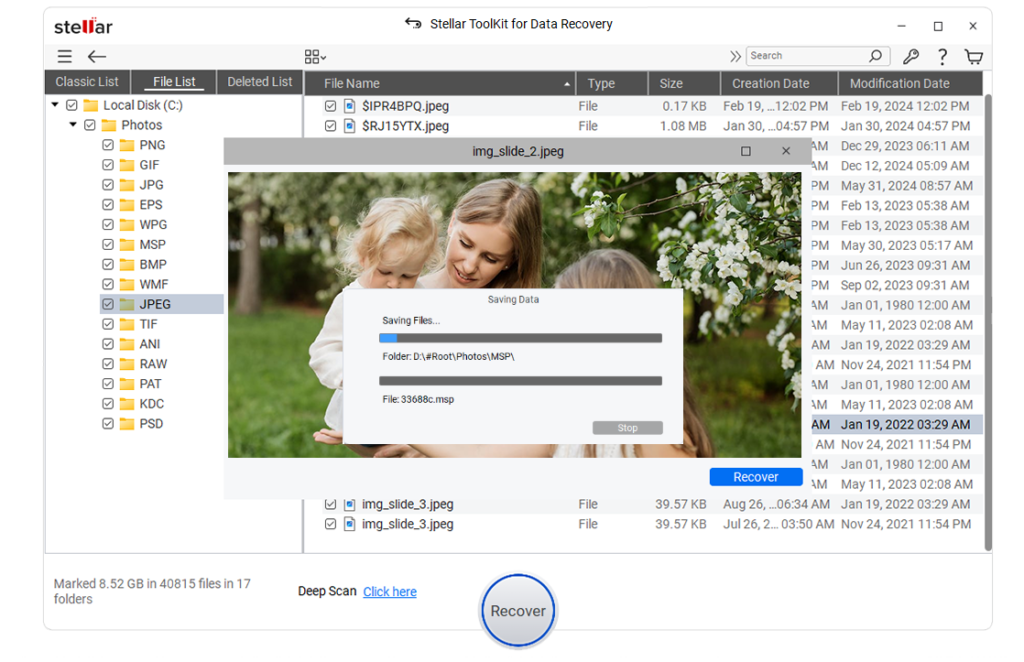 save the restored files